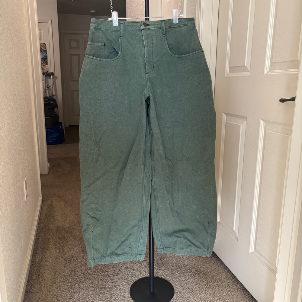 Women’s Green High-Rise Wide Leg Jeans